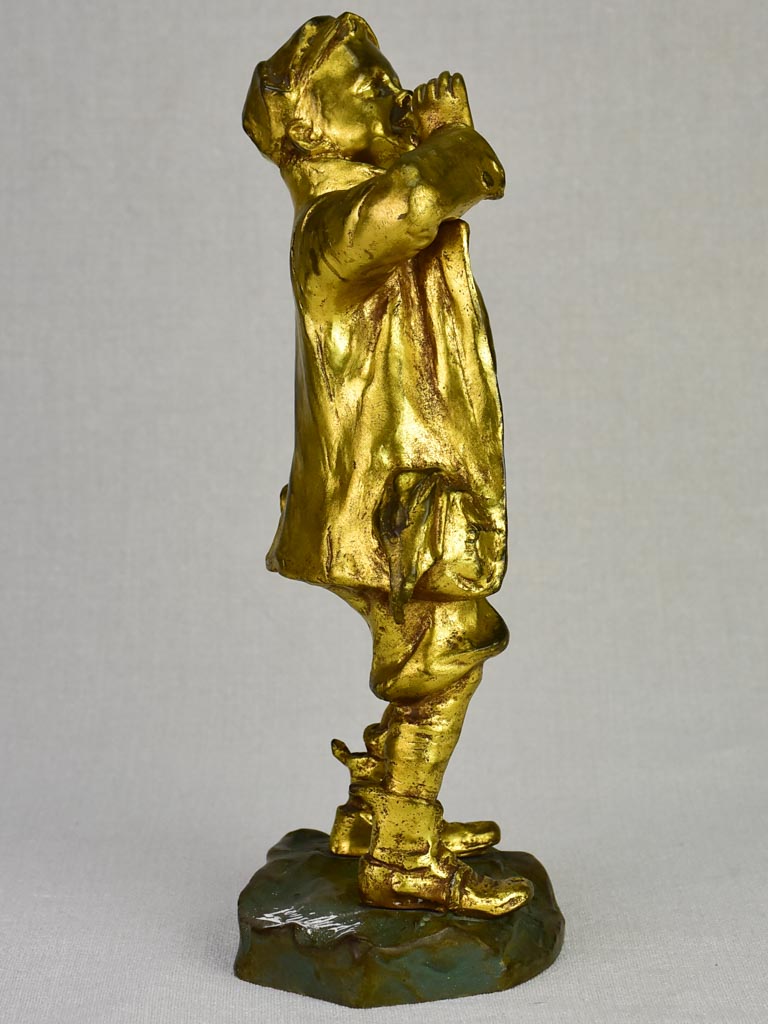 Louis Oury Art Deco bronze sculpture of a young boy 12¼"