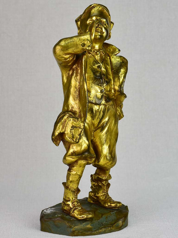 Louis Oury Art Deco bronze sculpture of a young boy 12¼"