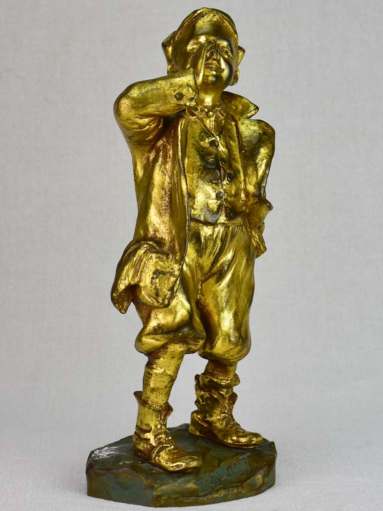 Louis Oury Art Deco bronze sculpture of a young boy 12¼"