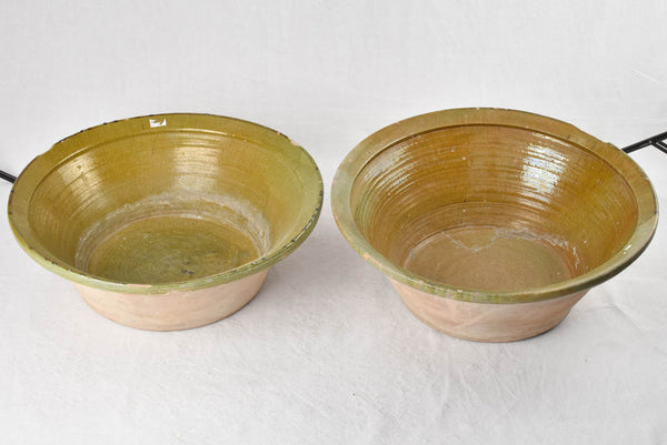 Large olive-green glazed tian bowls