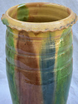 RESERVED Early 20th century Castelnaudary pot with brown, green, blue and yellow glaze 17¾"