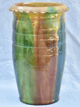 RESERVED Early 20th century Castelnaudary pot with brown, green, blue and yellow glaze 17¾"