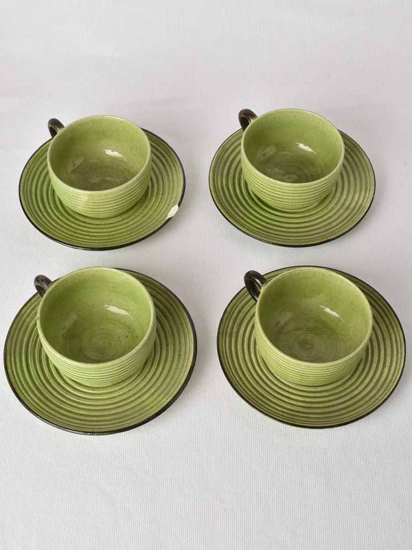 Art Deco tea service - Cerenne Vallauris - ribbed green