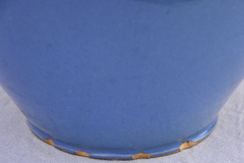 Early 20th century French preserving pot with blue glaze - Martres-Tolosane 9"