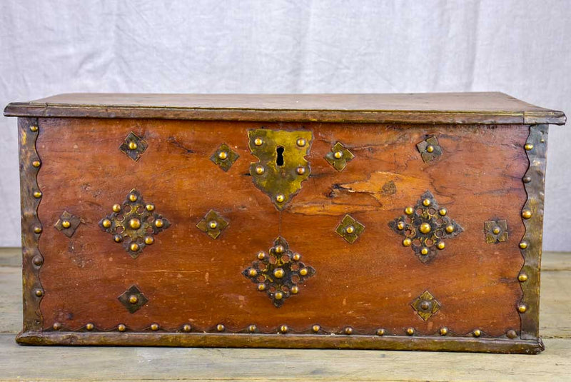 18th Century French travelling trunk with copper decoration