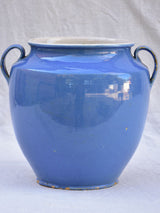 Early 20th century French preserving pot with blue glaze - Martres-Tolosane 9"