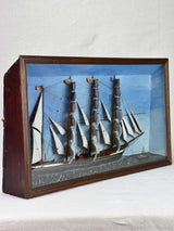 19th Century French model boat diorama 24¾" x 14¼"