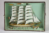 19th Century French model boat presented in glass and timber case 21¼" x 15¼"