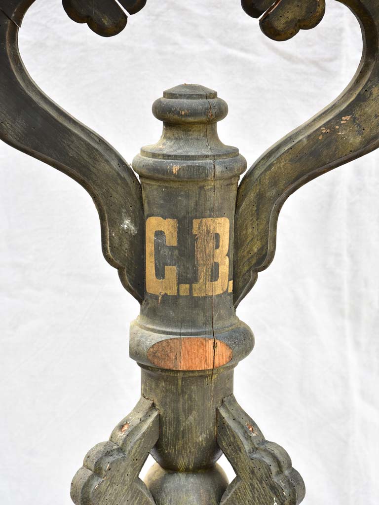 Napoleon III candelabra carved wood with four candleholders monogrammed CB 41""