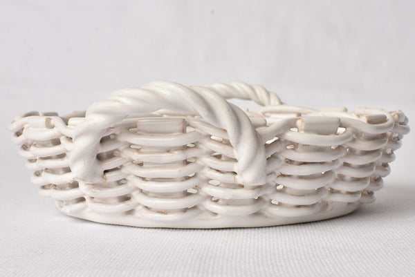 Ceramic Émile Tessier openwork fruit basket - white 9½"