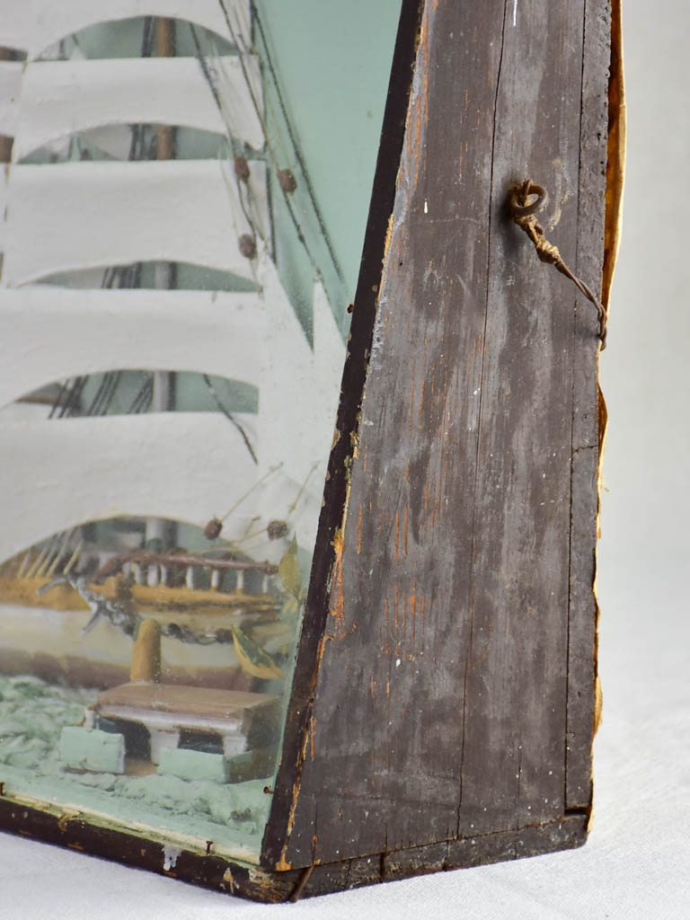 19th Century French model boat presented in glass and timber case 21¼" x 15¼"