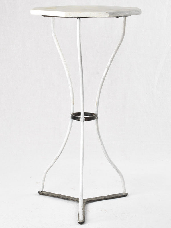 Tall octagonal side table / pedestal with marble top 35"