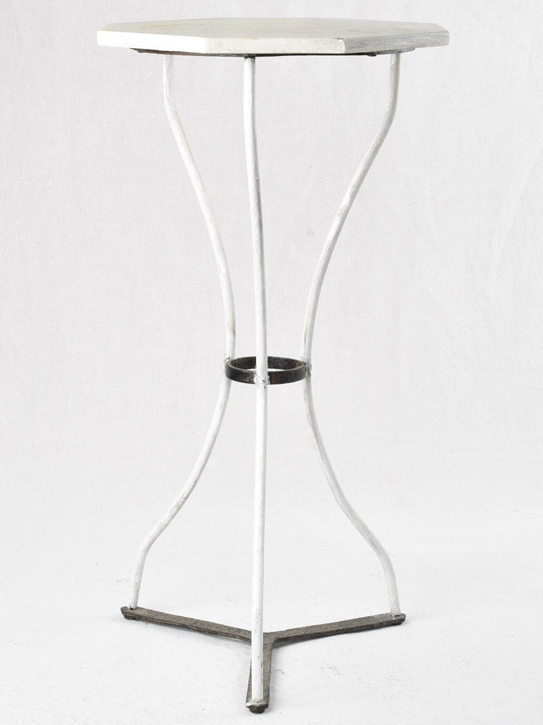 Vintage Marble-Topped Iron Pedestal Table