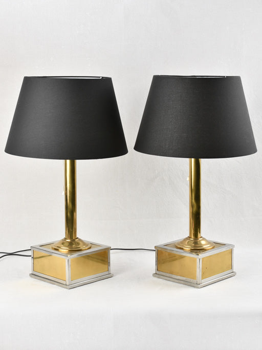 1960's Gilded Metal Lamps Pair