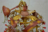 Mid-century pendant light fixutre with flowers and red drops