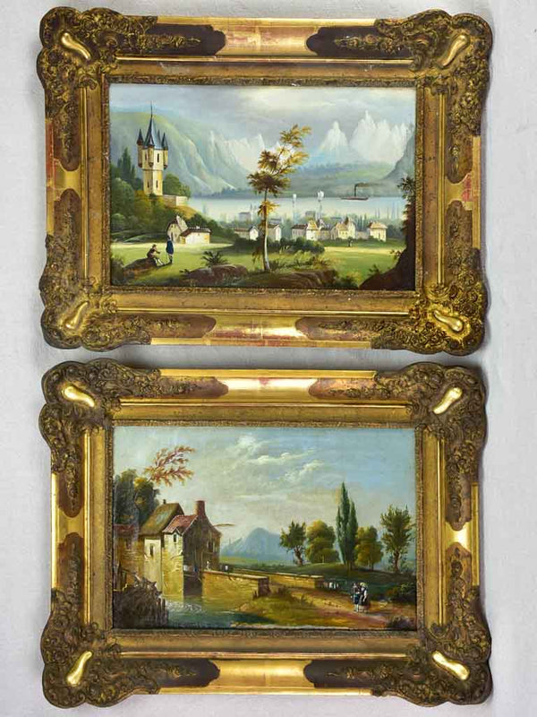 Nineteenth-century Swiss landscape oil paintings