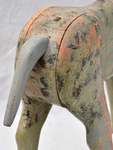 Rustic antique French toy horse with sage green patina 18"