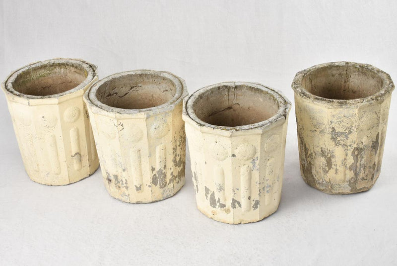 7 vintage planters with beige patina 14¼"
