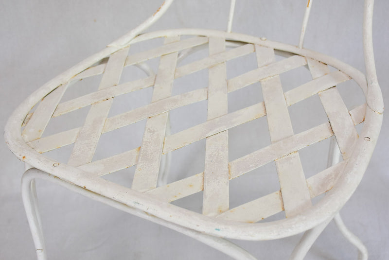 Set of 3 white iron garden chairs