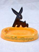 Mid century French ashtray with black rabbit - Route Buissonniere