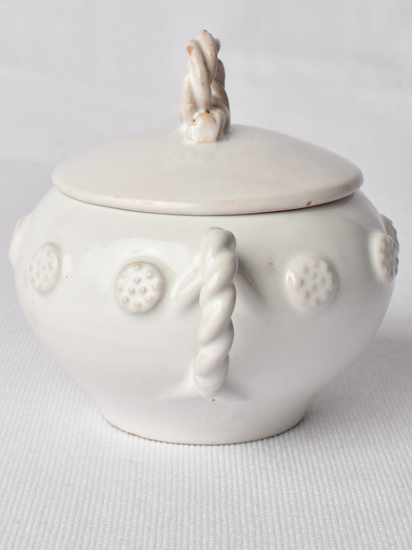 1960s Crafted French Ceramic Sugar Bowl