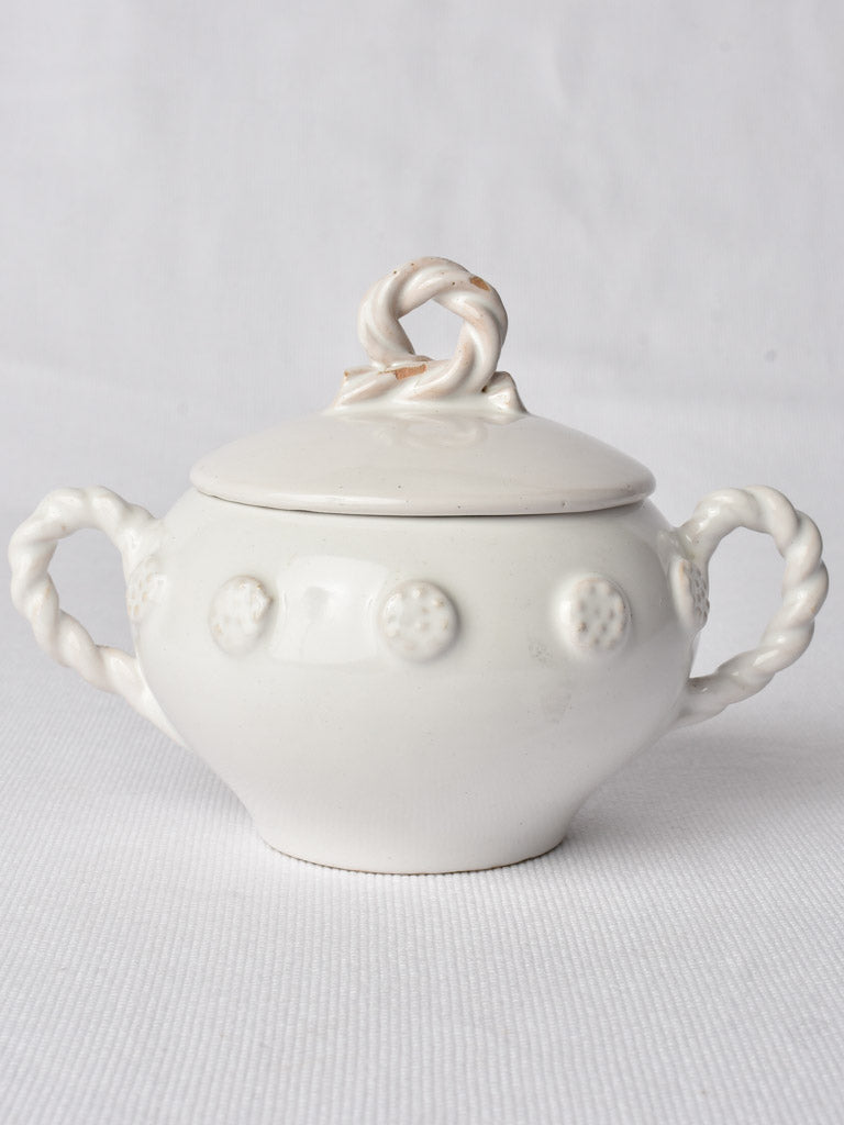 Dainty White Tessier Ceramic Sugar Bowl