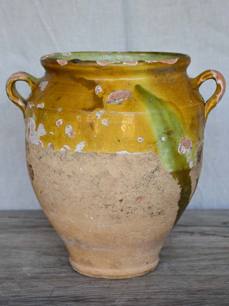 Late 19th / early 20th Century French confit pot with ochre glaze 10¾"