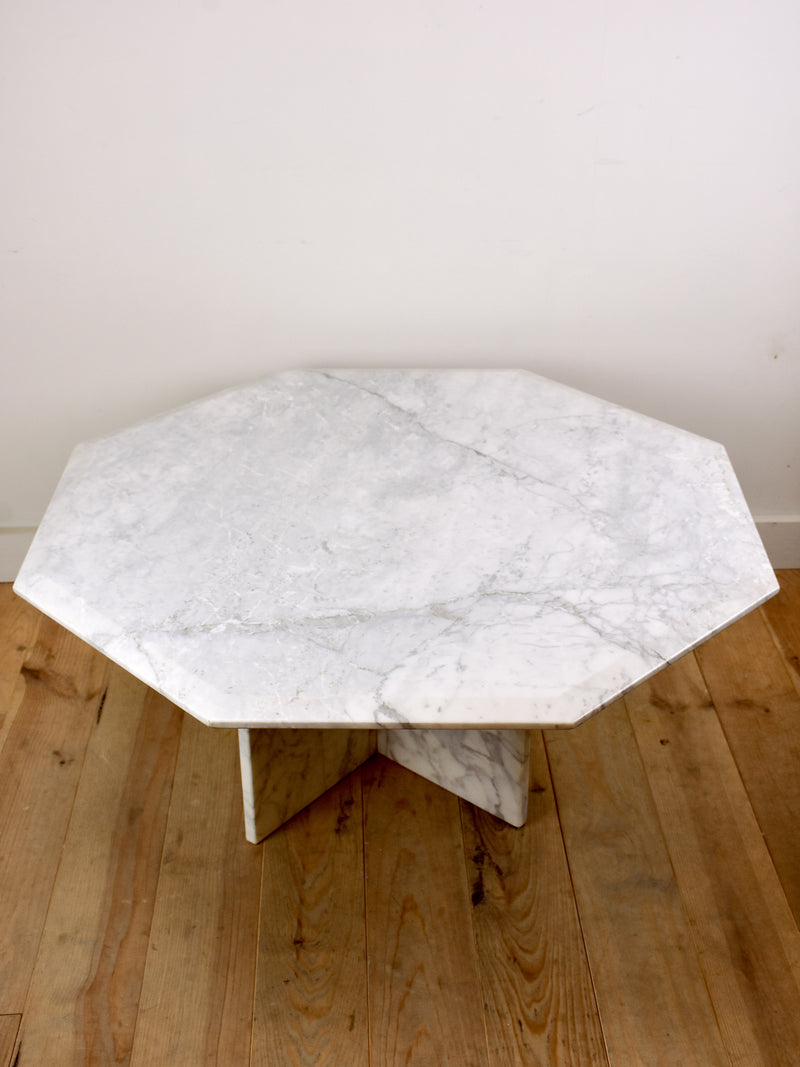 Stylish 1980's White Marble Table