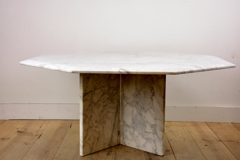 1980's White Angled Marble Table