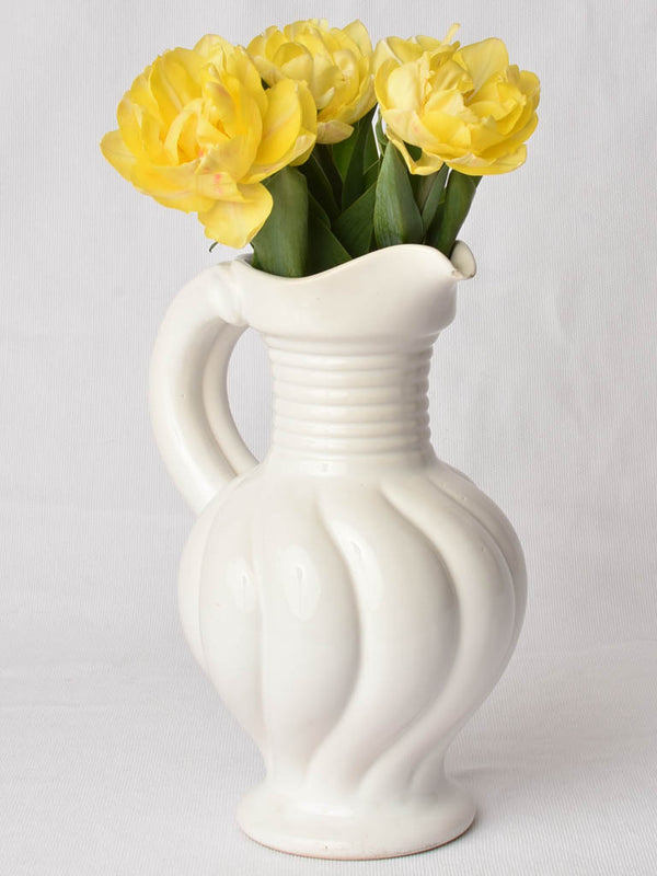 Vintage white ceramic vase JH Initials