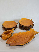 12 person 1960s seafood service with platter and sauce boat
