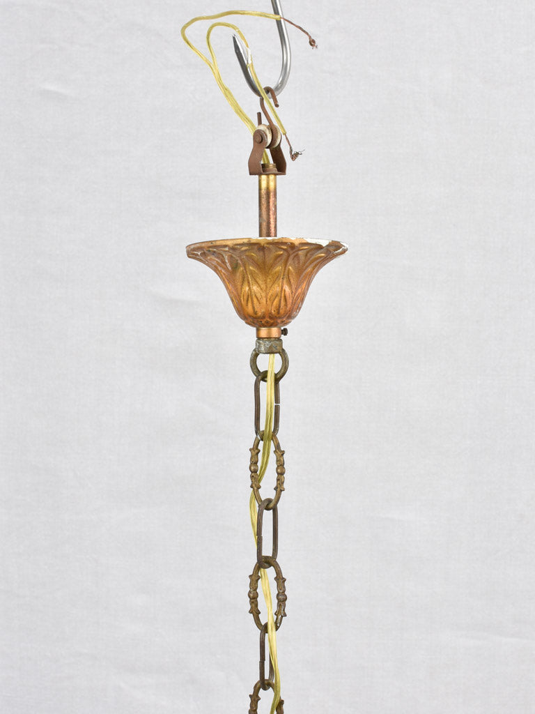 Italian chandelier, amber glass pendants 32", 1950