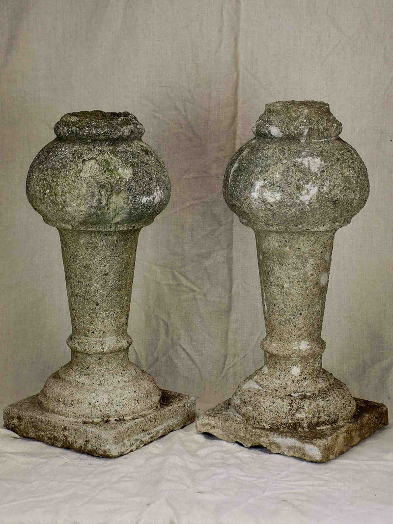 Antique Carved Stone Balusters, Age-Worn