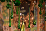 Vintage French gilded chandelier with green glass drops