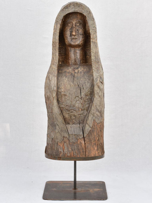 18th-century primitive wooden sculpture 48½"
