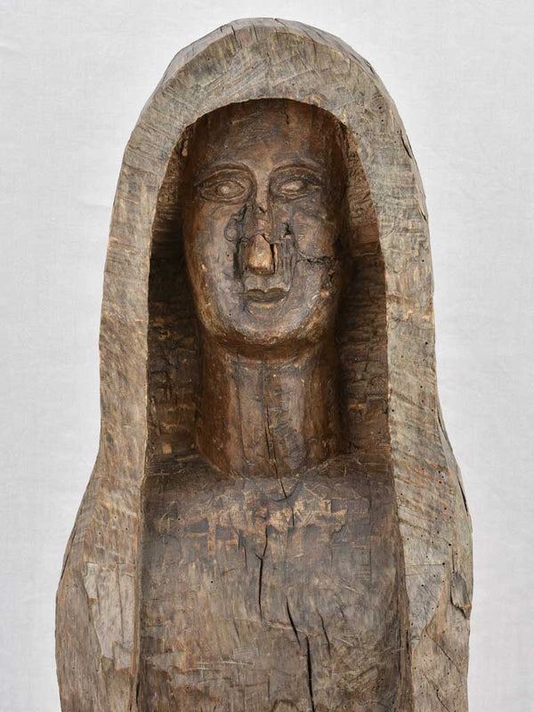 18th-century primitive wooden sculpture 48½"
