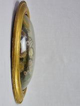 Napoleon III wedding shell bouquet in gilt oval frame with convex glass 20½" x 17¼"