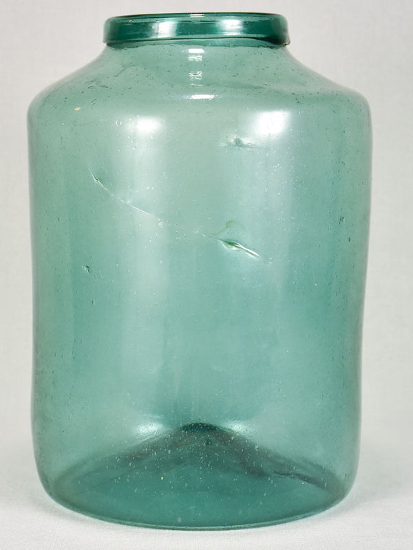 Early 19th-century blown glass preserving jar - blue 14¼"