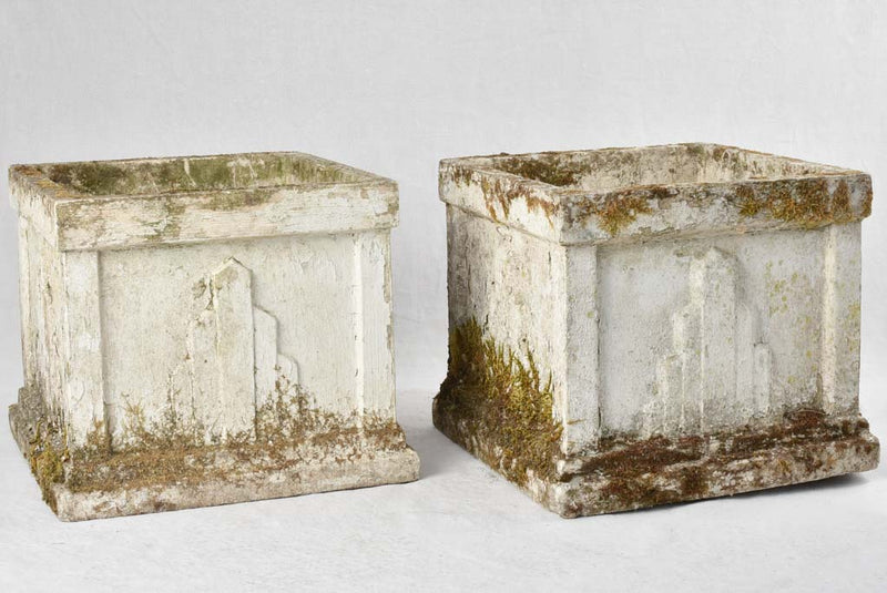 Pair of large modern square planters 19"