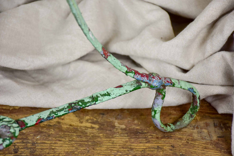 Antique French garden table with green patina