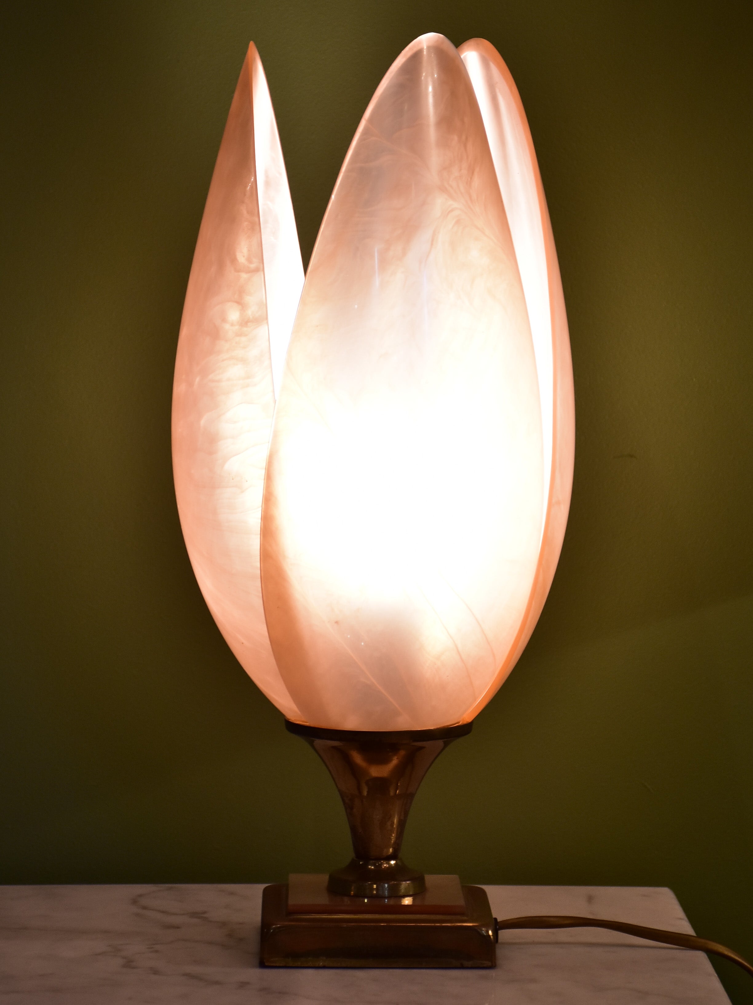 Three Liane Rougier perspex tulip lamps
