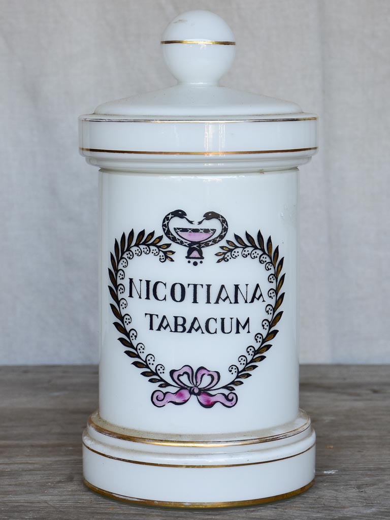 Tabacum 19th Century French apothecary jar - opaline