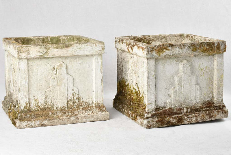 Pair of large modern square planters 19"