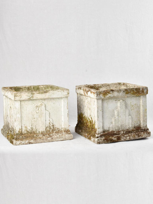 Vintage Weathered Cement Planter Pair
