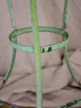 Antique French garden table with green patina