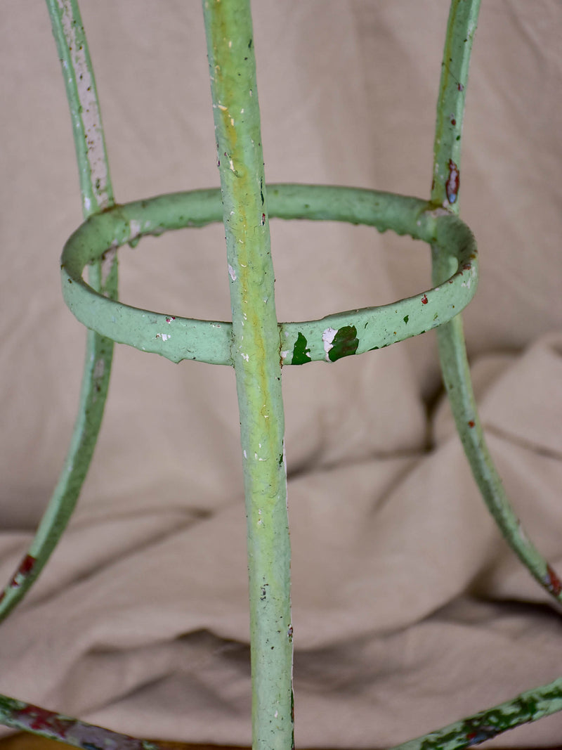 Antique French garden table with green patina