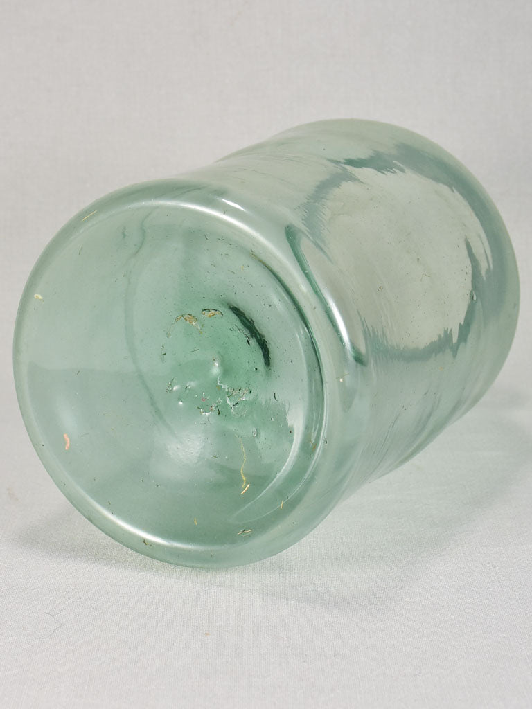 Early 19th-century blown glass preserving jar - blue-green 14½"