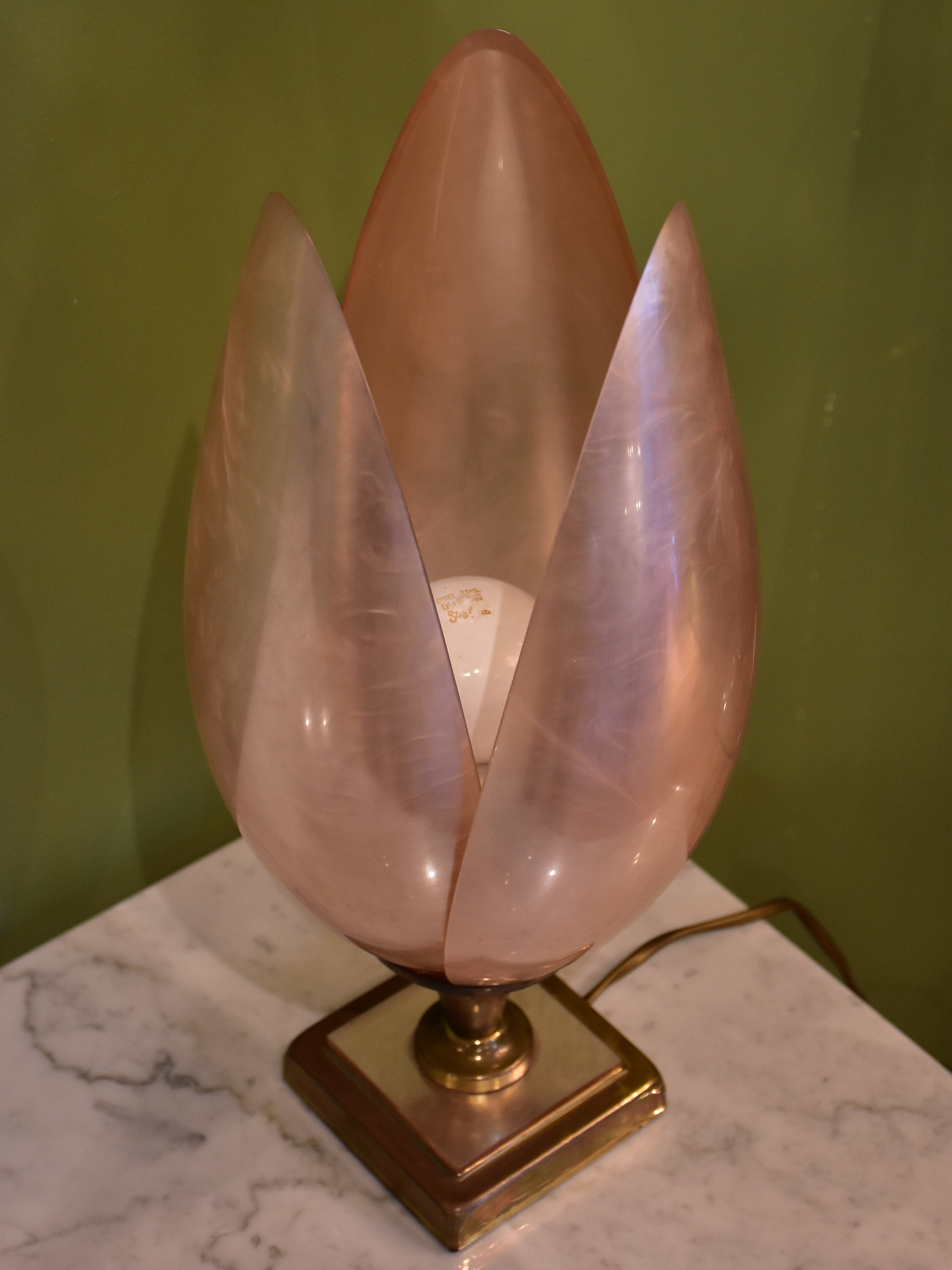 Three Liane Rougier perspex tulip lamps