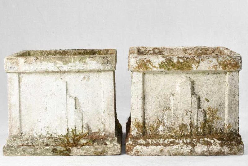 Pair of large modern square planters 19"