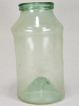 Early 19th-century blown glass preserving jar - green blue 15¾"